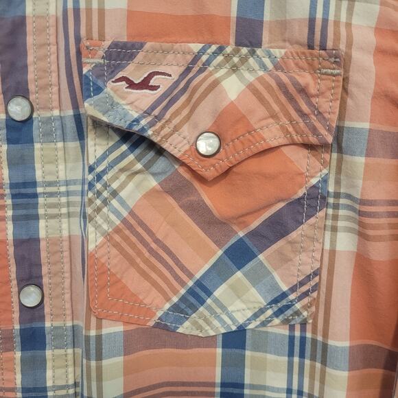 Hollister Men’s Medium Plaid Button Up Shirt Western Cowboy Y2K Casual Retro - Picture 3 of 12